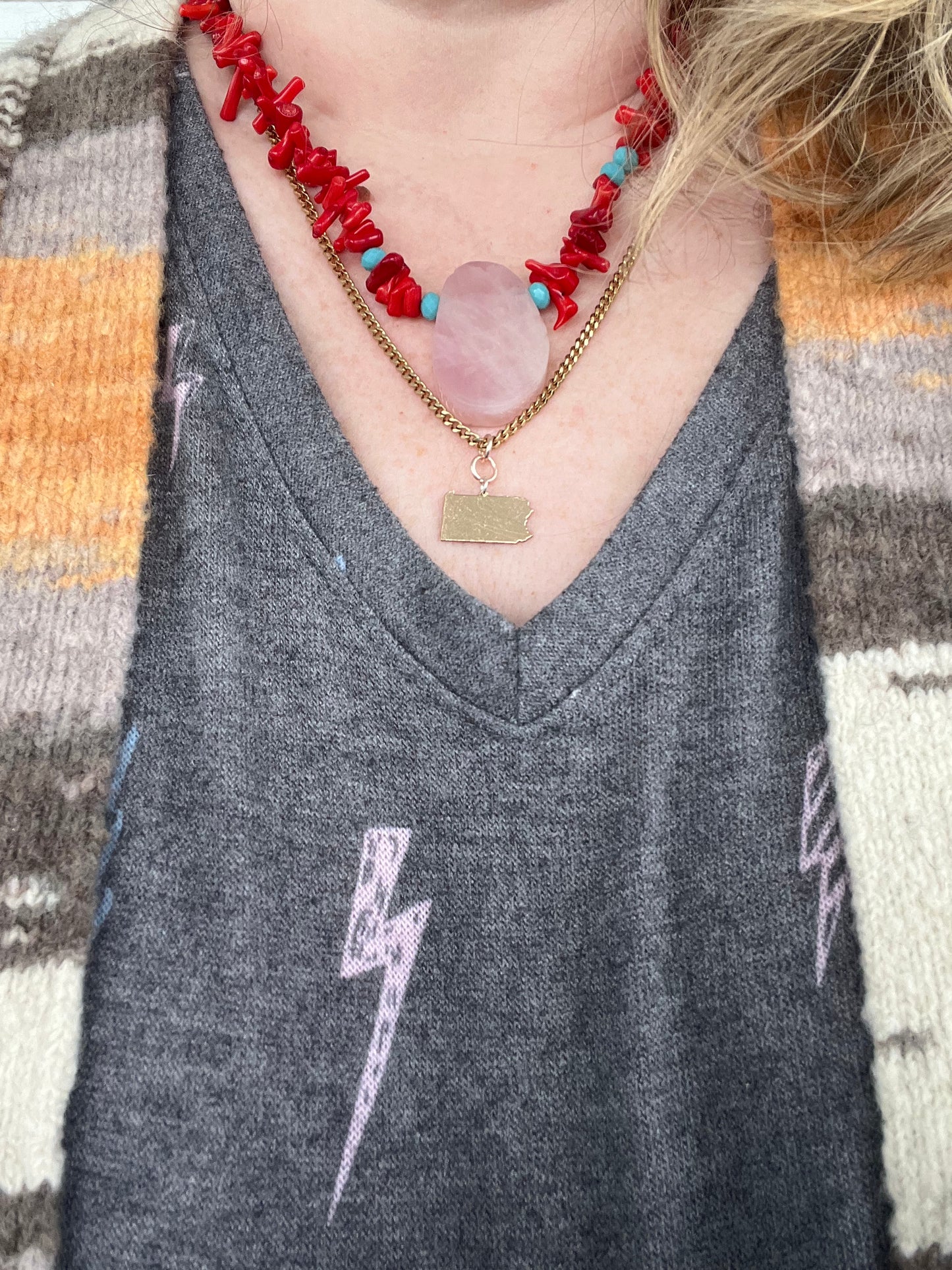 Rose Quartz on Red Bamboo