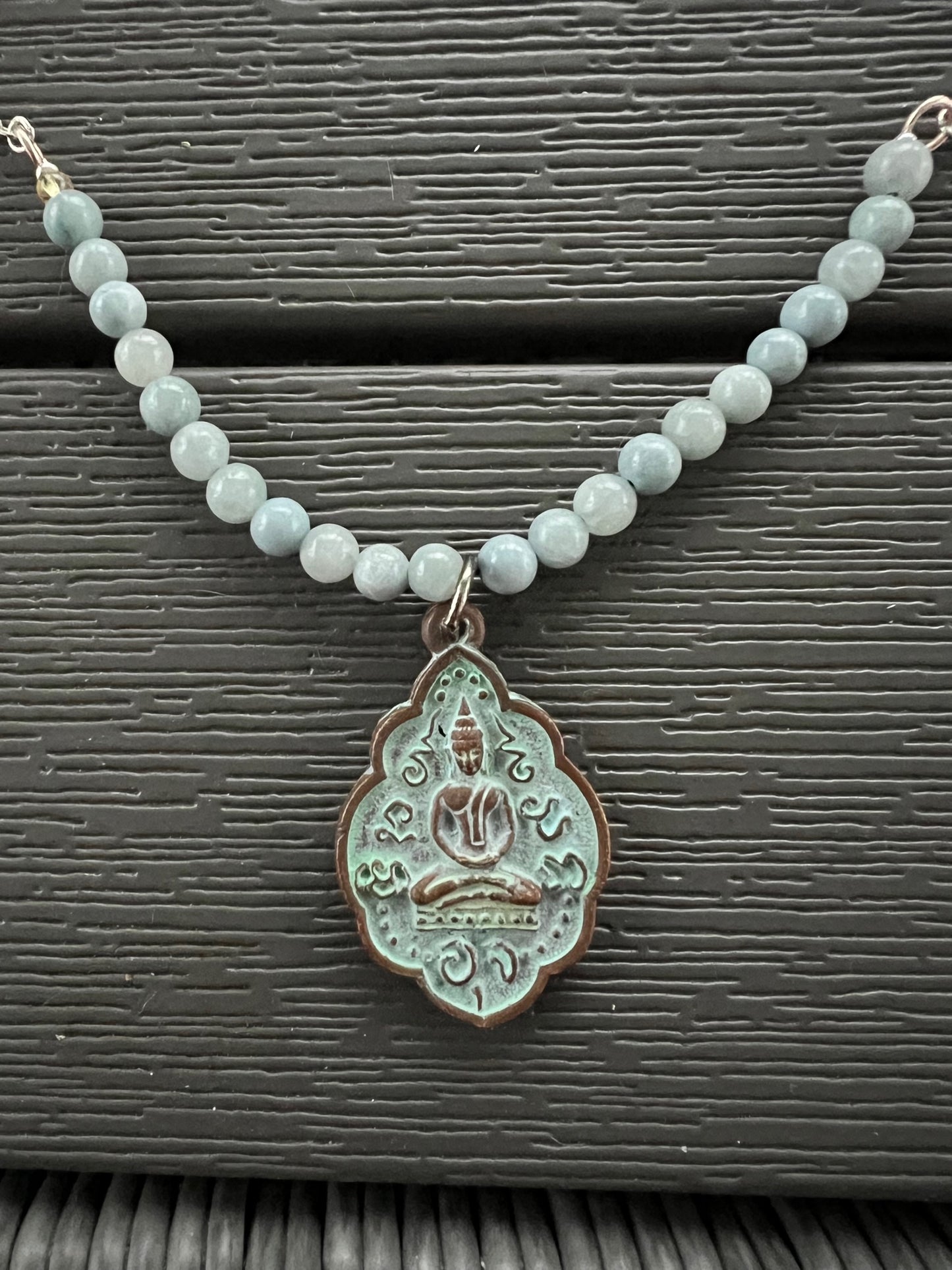 Silver Necklace and Quartz Beads with Buddha